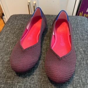 Rothy's Knit Flats in Deep Berry with Bright Pink Insole